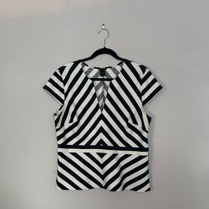Ann Taylor Factory Black and White Geometric Blouse